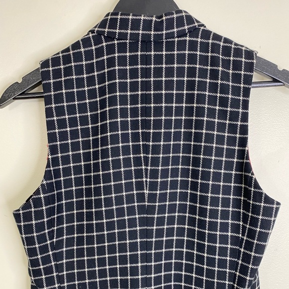 LAUREN RALPH LAUREN GREEN LABEL 100% WOOL VEST IN BLACK & WHITE GRID LINES - Picture 10 of 11